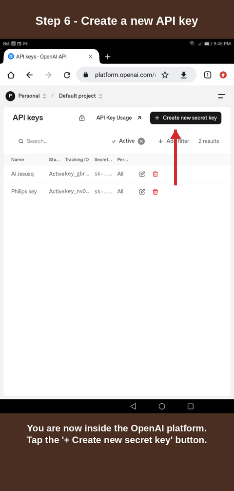 Step 6 — Create a new API key